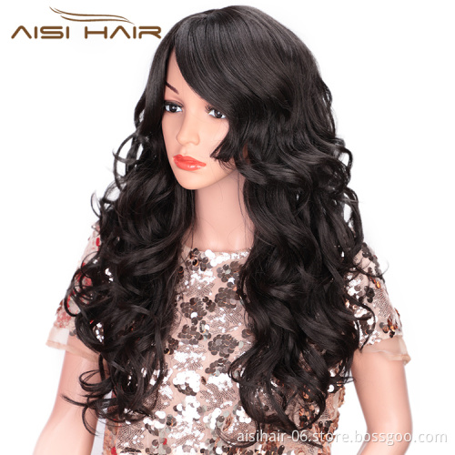 Top Quality Fiber Hair Wig Long Wavy Fashion Synthetic Cosplay Black Body Wave Wig For Black White Party Women Wigs